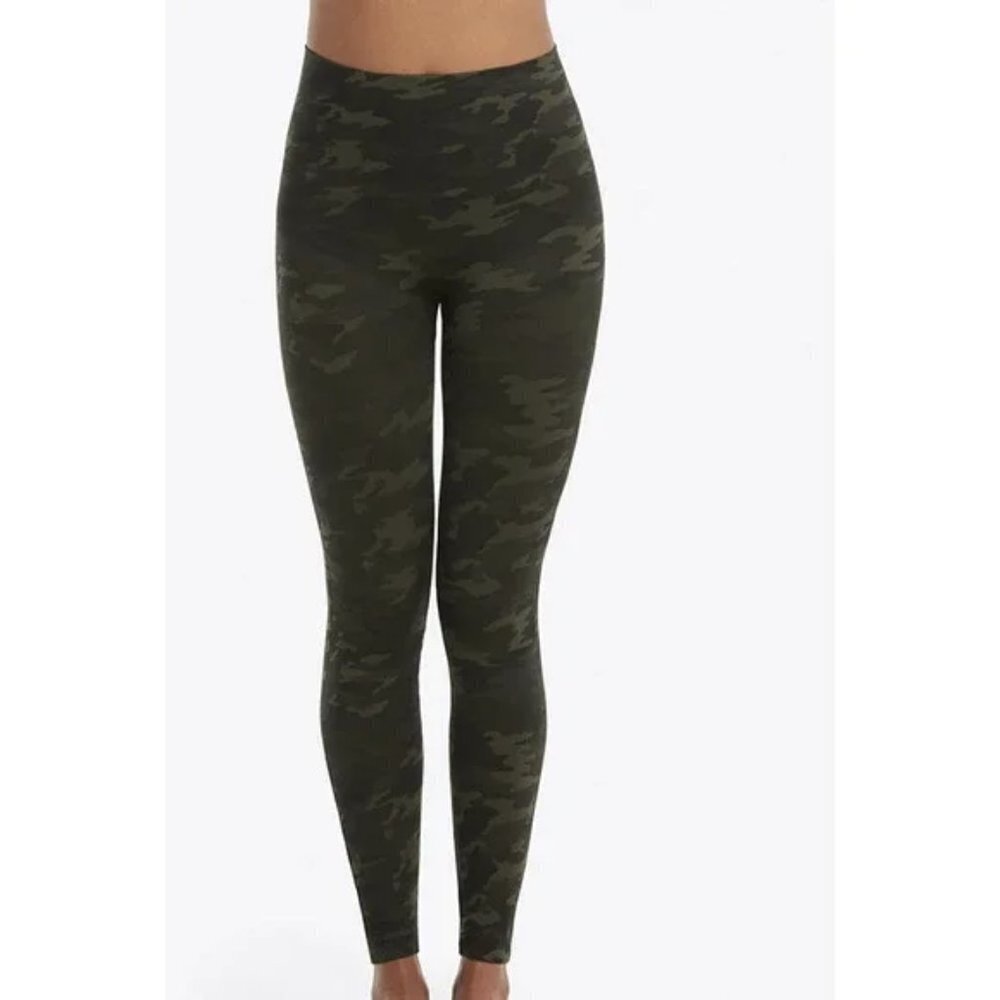 Spanx‎ Look At Me Now Seamless Leggings Camo High Rise army green